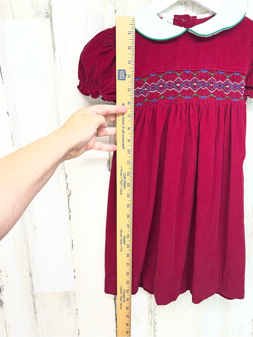 Vintage Silly Goose Hand Smocked Corduroy Dress with Peter Pan Collar Girls 5 - Picture 4 of 6